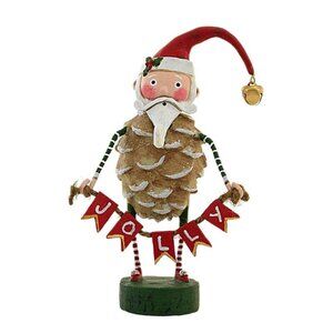 Lori Mitchell 6.75 In Jolly Jingle Santa Christmas Pinecone Bell Santa Figurines